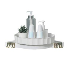 NNEAGS White 360 Degree Wall-Mounted Rotating Bathroom Organiser Corner Vanity R