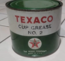 1 NOS Full Vintage Texaco 5 LB Cup Grease No 2 Oil Can Texas Company USA made