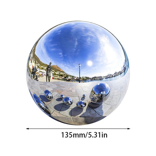 Stainless Steel Mirror Sphere Hollow Round Ball Polished Sliver Garden Ornaments - Picture 12 of 23