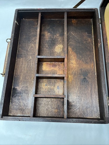 Grumbacher Artist Wood Pochade Paint Box w Palette Leather Handle Vintage EUC - Picture 15 of 22