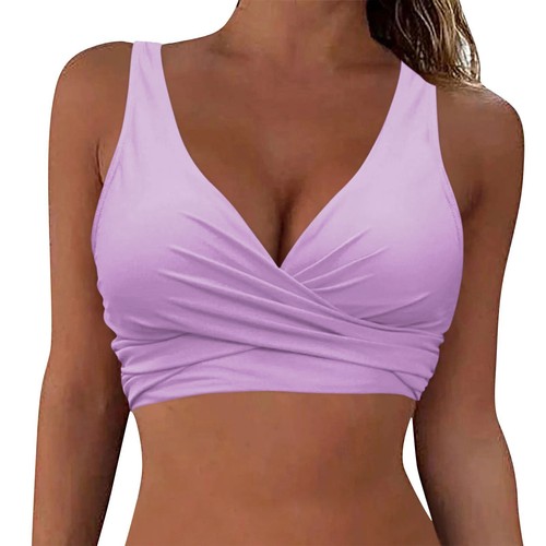 Women's Sexy Solid Lace Up Tops Underwire Full Coverage Bikini Push Up Swimwear - Picture 5 of 51