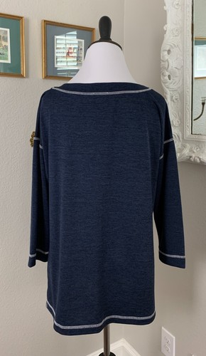 Talbots MEDIUM Strick-Tunika mit Schlitzausschnitt Oberteil dunkelblau - Bild 3 von 7
