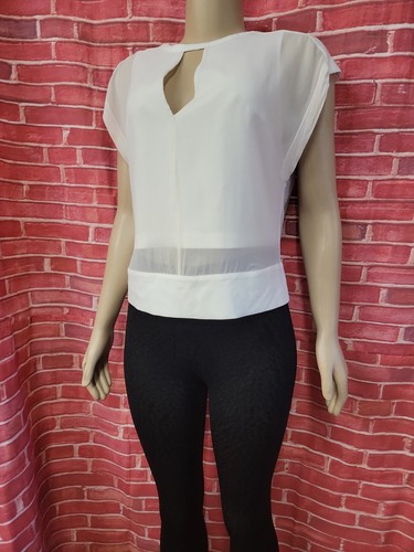 Robert Rodriguez Elegant Design Top Ivory Tank Silk sheer Blouse Overlay 8 #C - Picture 5 of 9