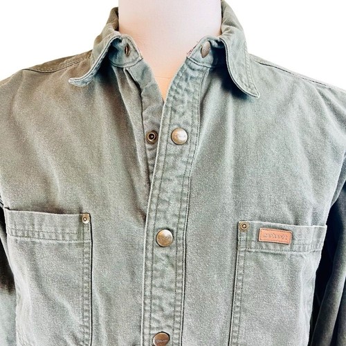 CARHARTT Canvas Flannel Lined Shirt Jacket Shacket Green Sz Large Tall Work Y2k - Bild 5 von 15