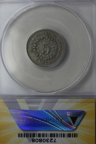 1866 .05 ANACS EF 45 SHIELD Shield Nickel, First ?Nickels? First Nickels - Picture 2 of 2