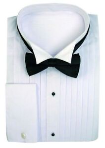 Men's Tuxedo Dress Shirt Wing Collar with Bow-Tie Set French Cuff Size 15~20 Men's Tuxedo Dress Shirt Wing Collar with Bow-Tie Set French Cuff Size 15~20