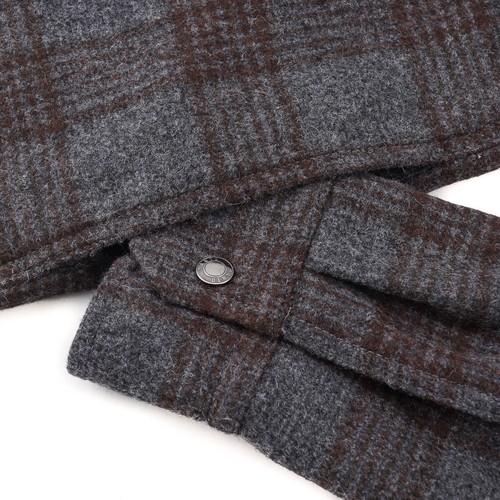 Chaqueta Manto F/W 24-25 Gris Cuadros Franela Suave Cachemira-Alpaca M (UE 50) NUEVA CON ETIQUETAS - Imagen 4 de 9