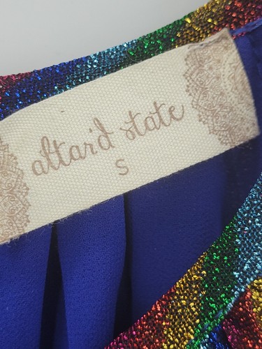 Altard State Top Womens Small Colorful Metallic Stripe Sleeveless Halter Artsy - Picture 3 of 8
