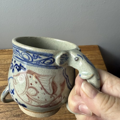 Vintage Hand Thrown Glazed Pottery Coffee Mug Lot Of 2 - Picture 5 of 5