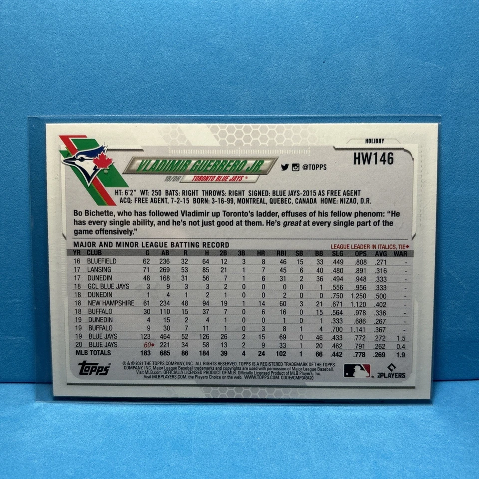 2021 Topps Holiday Baseball #HW146 Vladimir Guerrero Jr Toronto Blue Jays - Image 2 of 2