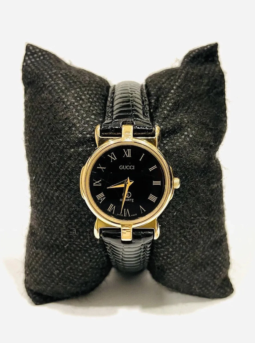 Gucci 3400F L Swiss Made Gold Plated Roman Numerals Women s Watch New Battery