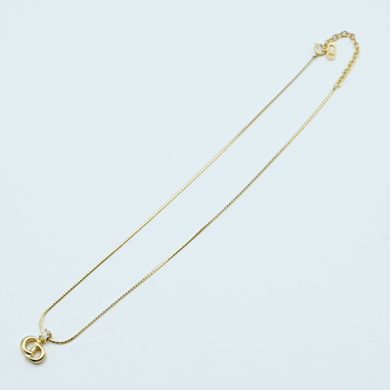 K04-k077 Christian Dior CD logo rhinestone GP necklace gold | eBay