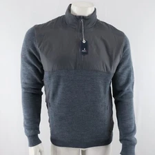 NWT johnnie-O Quarter Zip Pullover Sweater Mens S Gray Merino