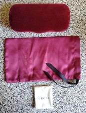 Gucci Unisex Eyewer Case Velvet Burgundy  Dust Bag  Microfiber Cloth New