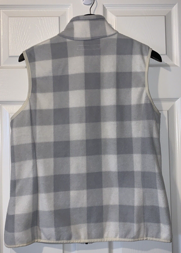 Amazon Essentials Womens Grey White Plaid Fleece Sleeveless Vest Size Large - Picture 5 of 5