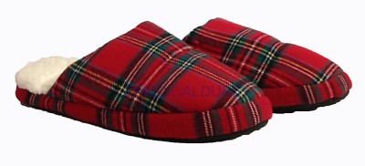Family PJ's Women's Slipper Mule Red Brinkley Plaid Small (5-6) NWOT