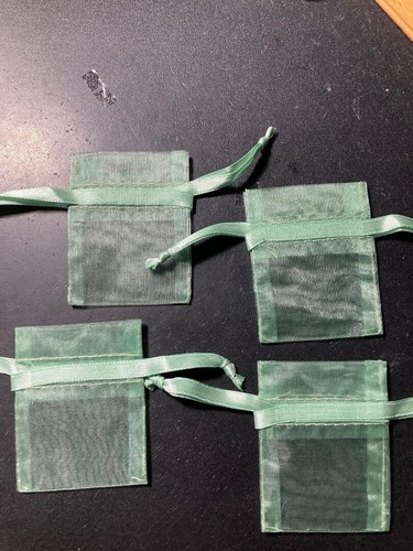 50 Pretty Pale Green Sheer Organza Bags Favors with satin Ribbon Ties USA SELLER - Picture 2 of 6