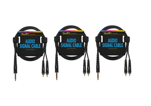 Audiokabel 2x RCA 6.3mm Monoklinke 6m Boston AC-271-600 Schwarz Audio Kabel Pro