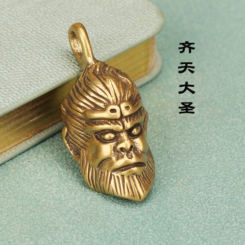Llavero de latón puro Sun Wukong Qi Tian Da Sheng Mono Rey Colgante Accesorios - Imagen 8 de 8