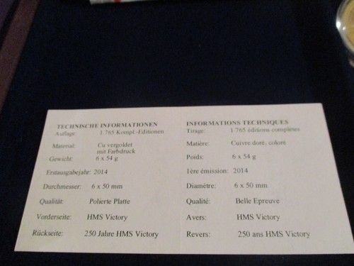 250 Years HMS Victory Set 6x Gold Plated Proof Medals Commemorative Coins & Case - Picture 2 of 18