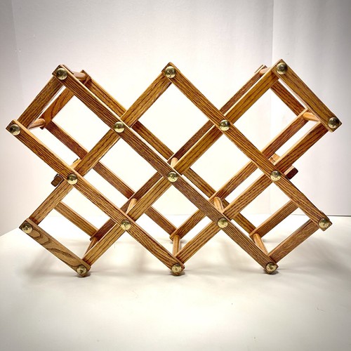Acordeón de madera plegable vintage con capacidad para 8 botellas hecho en Taiwán - Imagen 7 de 7