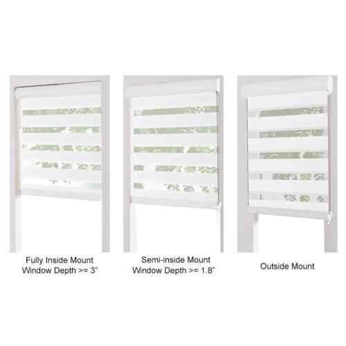 Persilux Zebra Blinds 48"x72", White, Dual Layer Roller Window Sheer Shades - Picture 2 of 11