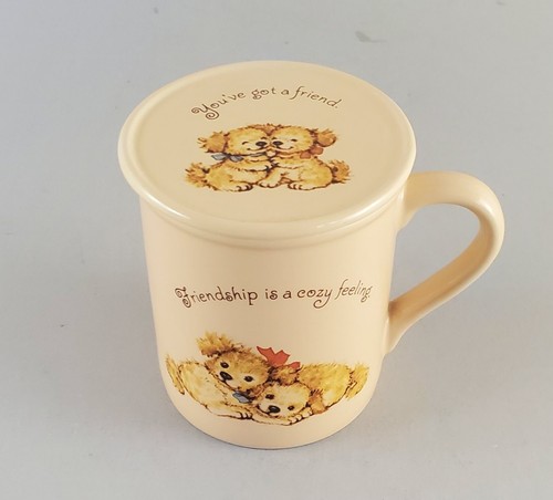 VTG Hallmark Mug Mates Coffee Mug w/ Lid "Friendship is a Cozy Feeling" Puppies - Picture 2 of 10