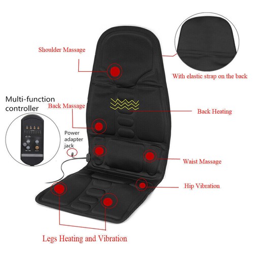 8 Modes Full Body Massager Back Seat Cushion Shiatsu Chair Massage Pad Heat Mat - Picture 10 of 14