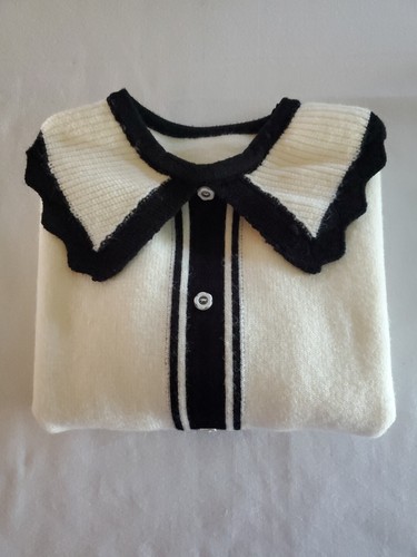 Girls Sweater Pullover Knitted Party Wedding Casual Cream/Black 13 - Picture 12 of 12