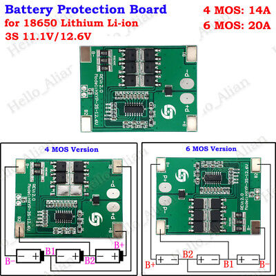 3S 20A 12.6V Cell 18650 Li-Ion Lithium Battery Charger Bms Protection Pcb Boa Wv 