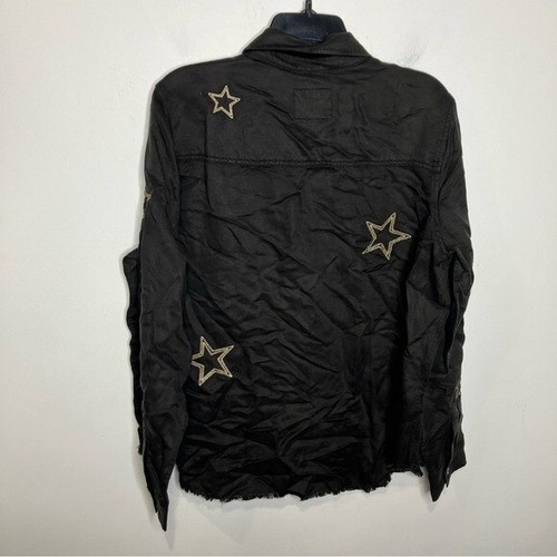 Rails black metallic stars button down shirt raw hem women’s size large NWOT - Picture 9 of 10