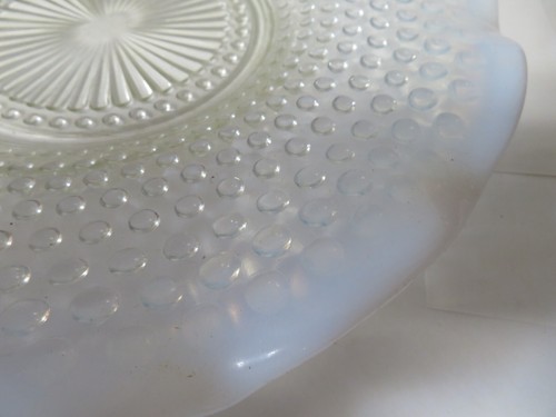 Vintage Moonstone Hobnail Opalescent White Ruffled Edge Glass Plate 10.75” - Picture 3 of 9