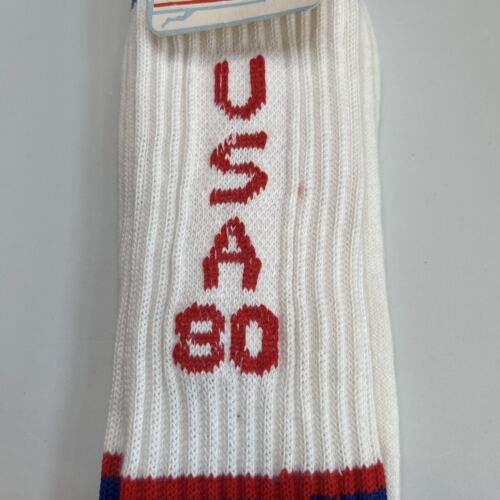 Vintage 1980er Socken USA The Perfect Olympic Acryl Tube 90s 10-15 rot/weiß/blau - Bild 2 von 6