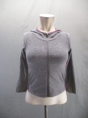 REEBOK Size XS (6-8) Girls Gray Full Zip PocketHood Track Athletic Jacket 937