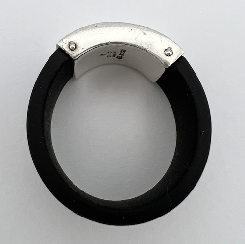 GUCCI Sterling Silver 11mm Black Rubber Ring Size 11.50 - Picture 7 of 8