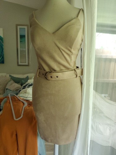 HAUTE MONDE Faux Suede Mini Dress w Belt M NWT Western Cowgirl Nashville - Picture 7 of 13