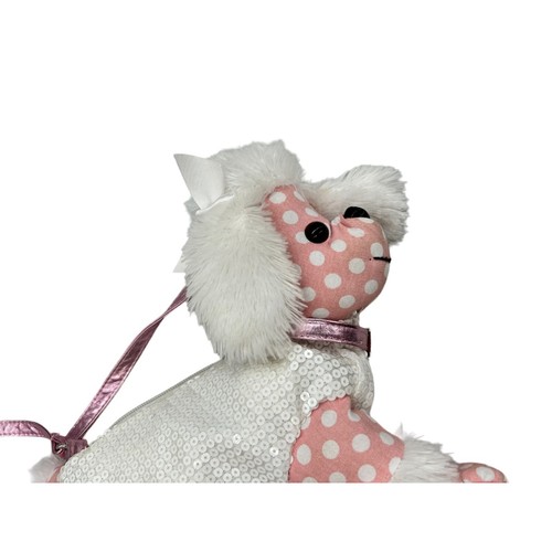 Poochie & Co. Pink & White Polka Dot Sequin Poodle Dog Shoulderbag Purse - Picture 4 of 12