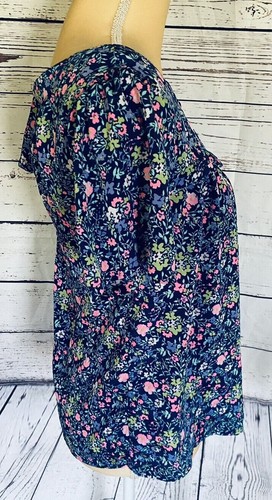 Camicetta donna Japna piccola floreale maniche corte cravatta seta beck collo a U - Foto 3 di 7