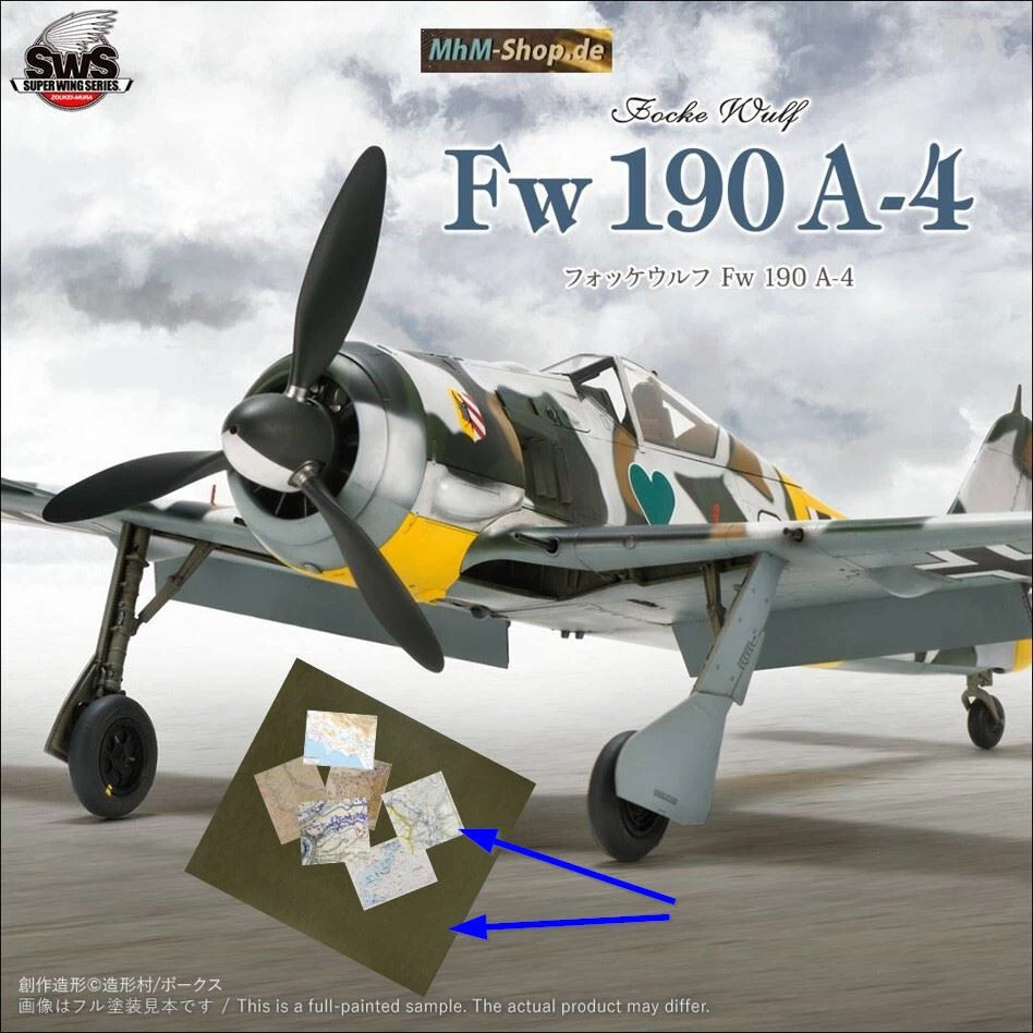 ZOUKEI-MURA Focke-Wulf Fw 190 A-4 Spitznamen „Würger“ + Plane(Stoff) + 6Karten Maßstab 1:32