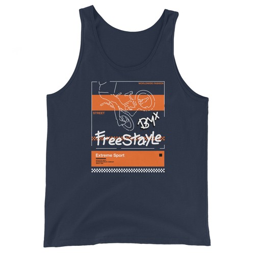 Freestyle BMX Extreme Sport Tank Top | Urban Outline Graphic Tee - Picture 10 of 17