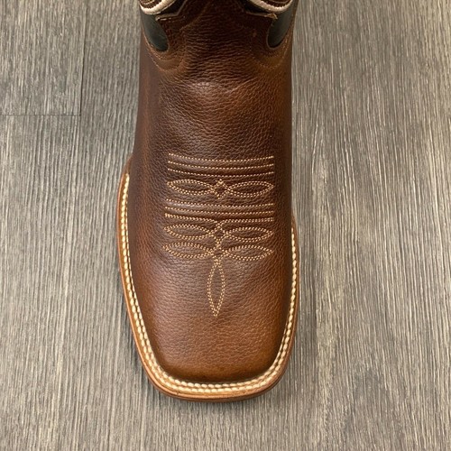 MEN'S RODEO COWBOY BOOTS GENUINE LEATHER BROWN SQUARE TOE BOTA RANCH SADDLE - Picture 16 of 23