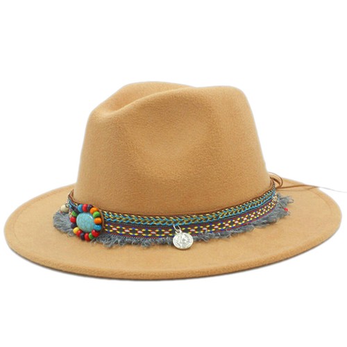 Kids Fedora Hat Children Felt Panama Cap Wide Brim Tassel Belt for Girls Boys - Picture 3 of 29