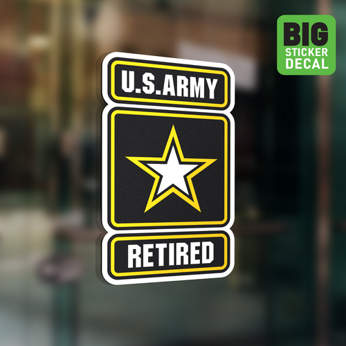 US Army Retired Big Laminated Vinyl Sticker Car Decal Window America Military - Bild 1 von 5