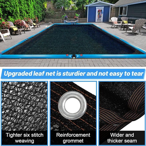 Rectangle In-Ground Swimming Pool Winter Cover Leaf Net Covers - Choose Size - Picture 4 of 14
