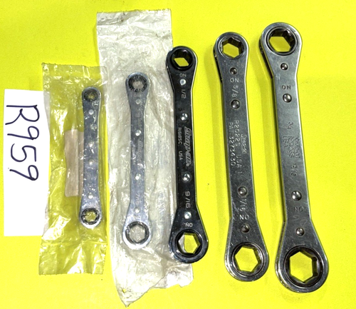 SNAP-ON TOOLS 5 PIECE SAE. 0 DEGREE OFFSET RATCHETING BOX END WRENCHES 6 POINT - Picture 8 of 17