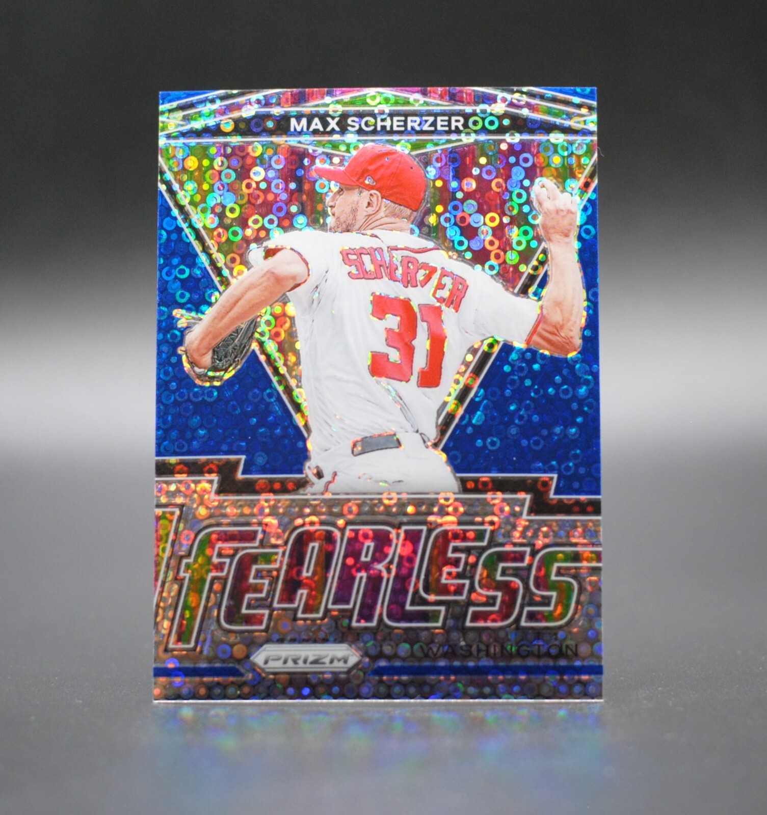 2021 Panini Prizm MAX SCHERZER /199 Blue Donut Circles Fearless Insert Card FR20