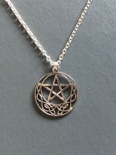 ❤️ COLLANA PENTAGRAMMA LUNA CELTICA gotica wicca catena placcata argento 18" sacchetto regalo - Foto 4 di 4