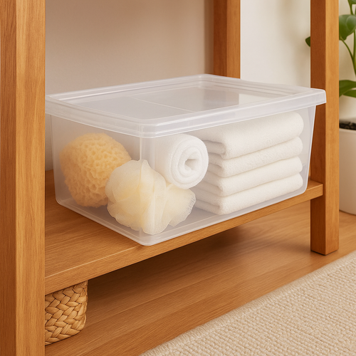 Clear Plastic Storage Box Bin 4.25 Gal with Snap Lid Organizer Container Tidy - Picture 5 of 9