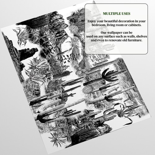 W4B Moderne Kaktus Tapete, 8 Blatt à 39,4 x 27,5 Zoll (59,2 Quadratfuß)  - Bild 7 von 10