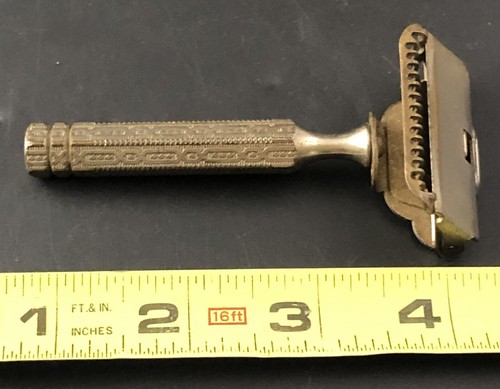 Antik Vintage Edelstein Brooklyn NY einseitiges Messing Rasiermesser verziert Cl.4 - Bild 3 von 4